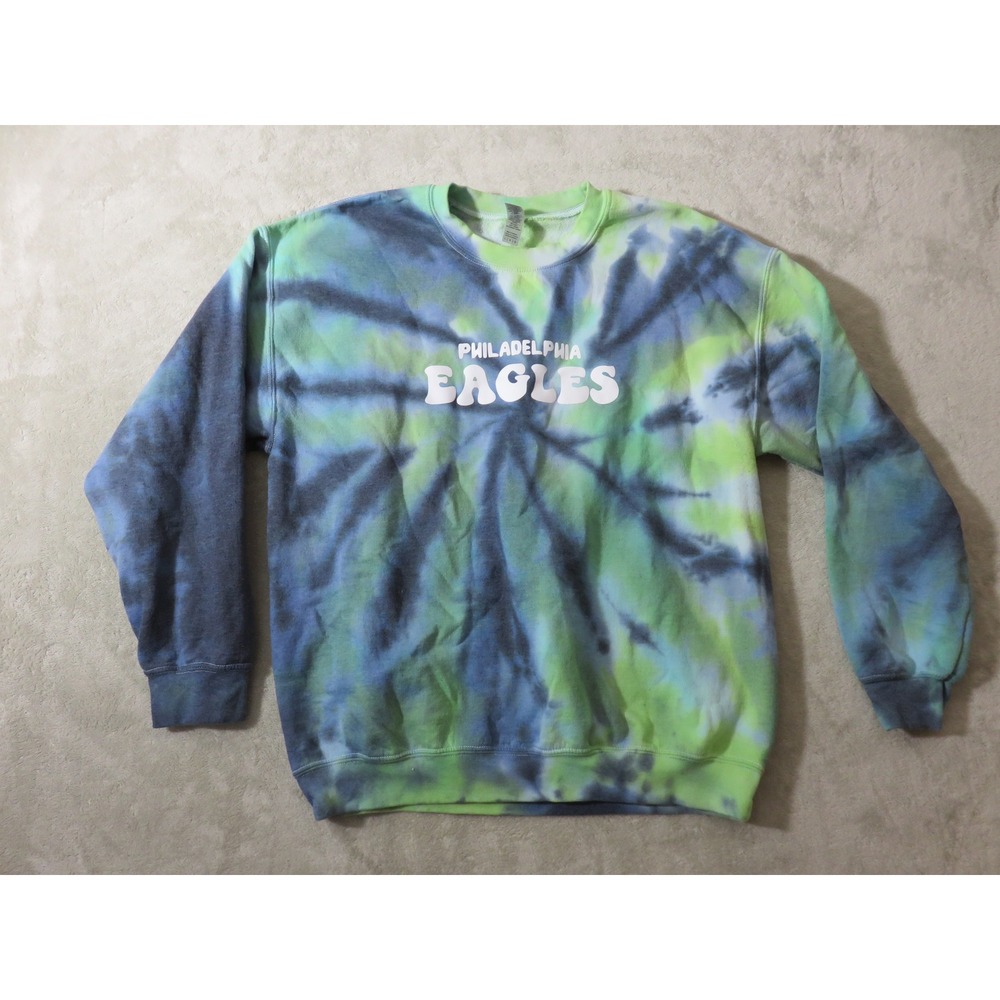 Gildan Philadelphia Eagles Tie Dye Sweatshirt Green Blue Pullover Mens Large